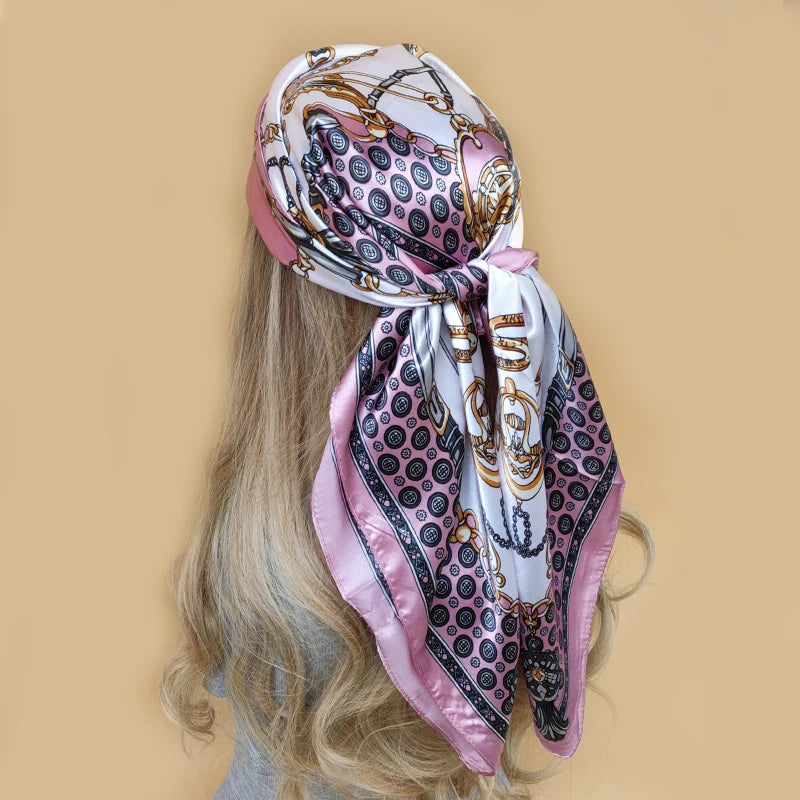 Floral Print Square Scarf – Silk-Feel