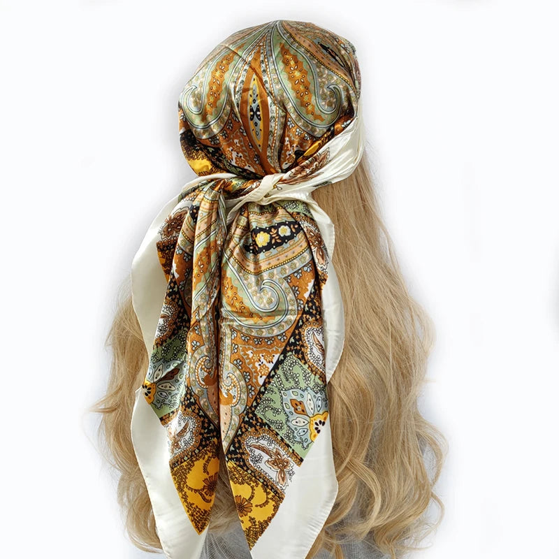 Colorful Silk-Feel Square Scarf