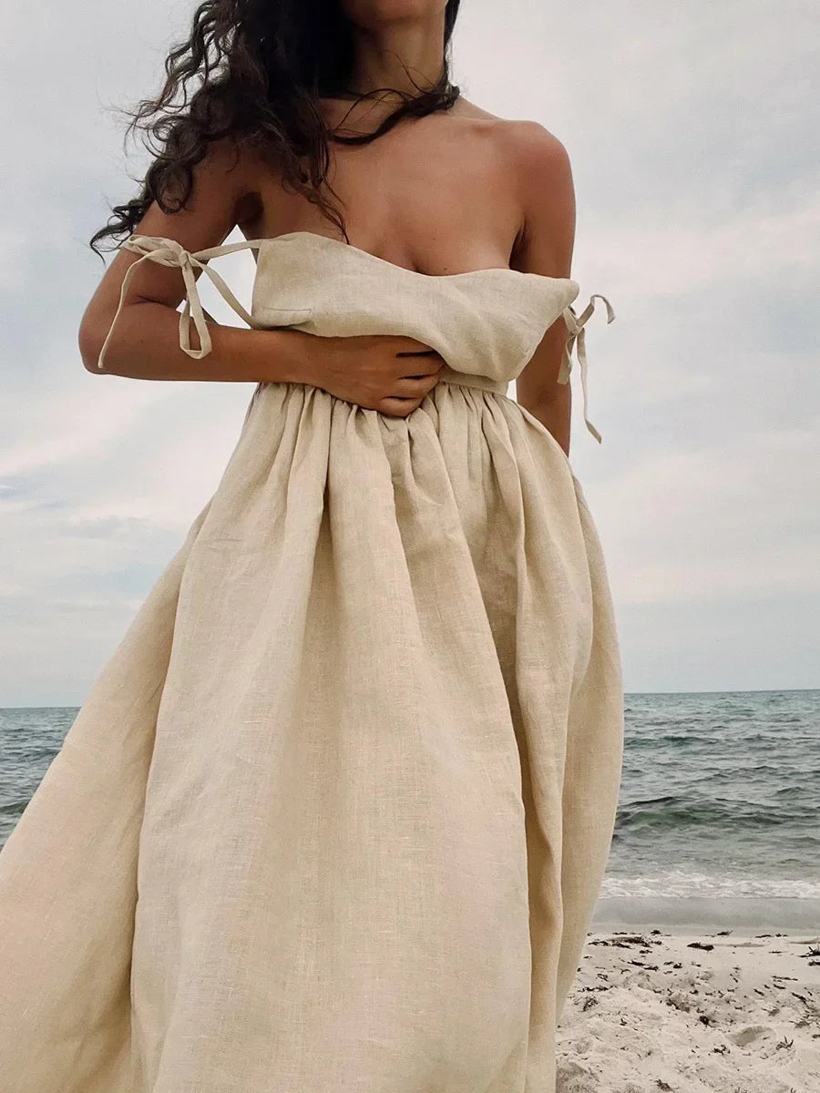 Strappy Open Back Cotton Dress