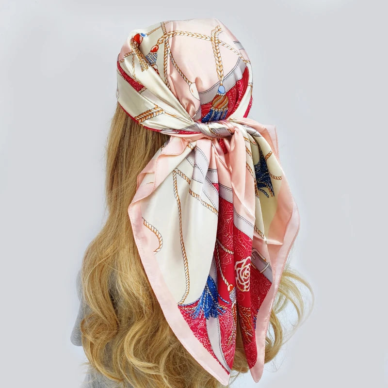Floral Print Square Scarf – Silk-Feel