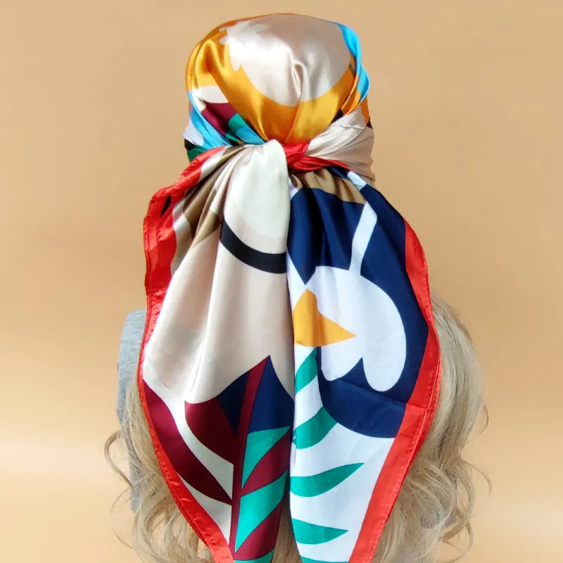 Colorful Silk-Feel Square Scarf