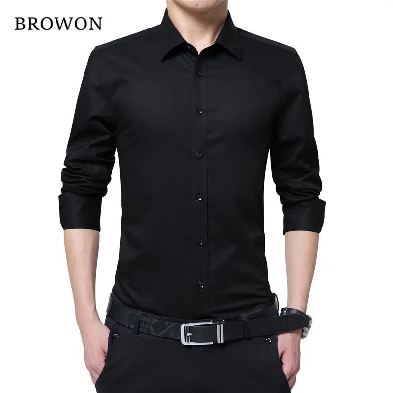 Cotton Blend Slim-fit Collared Shirt