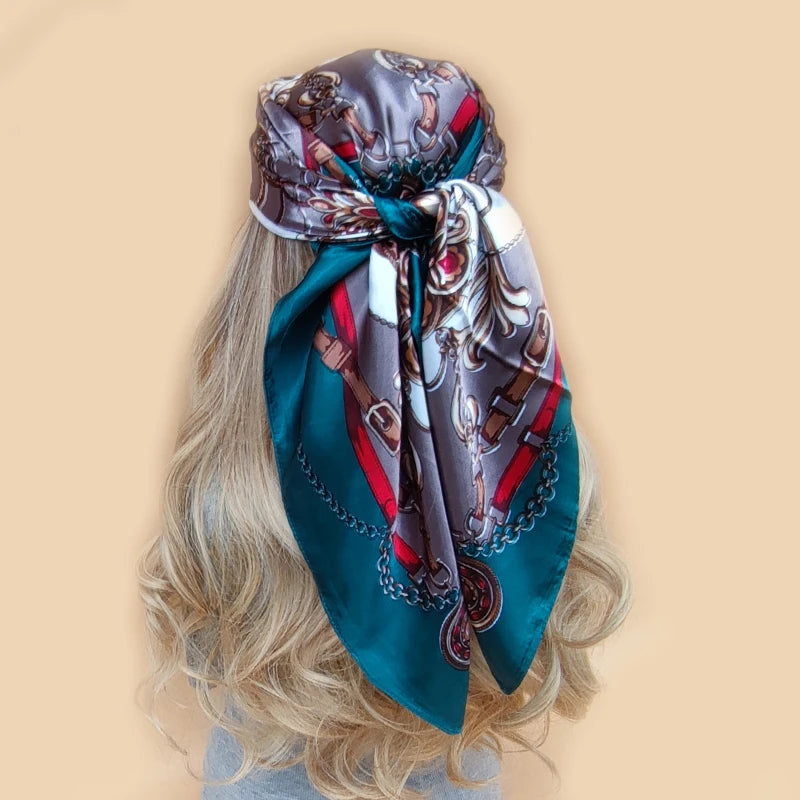 Floral Print Square Scarf – Silk-Feel