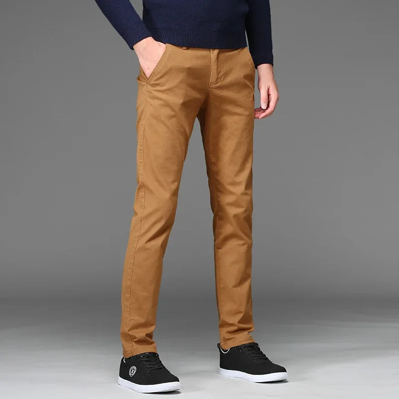 Stretch Straight Fit Cotton Trousers
