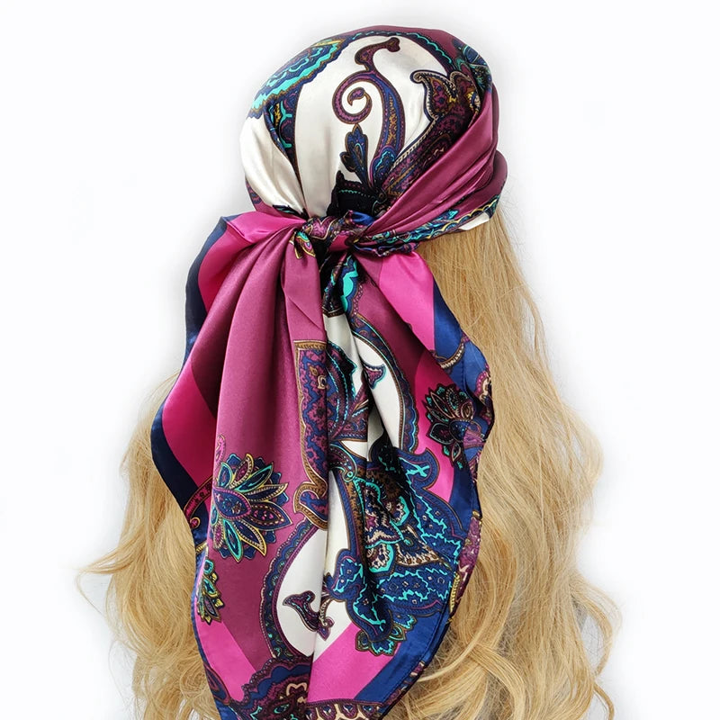 Colorful Silk-Feel Square Scarf