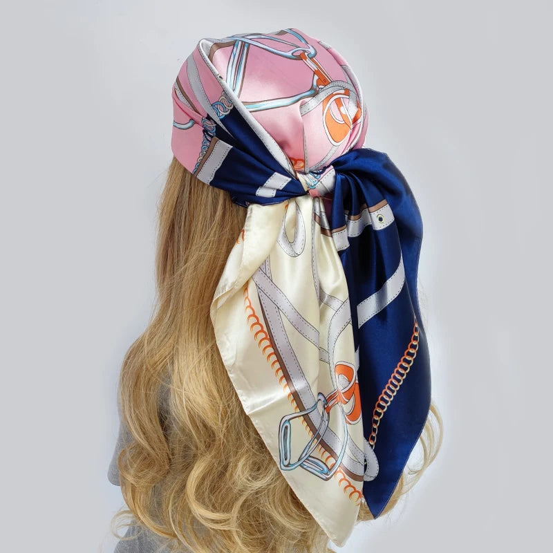 Floral Print Square Scarf – Silk-Feel