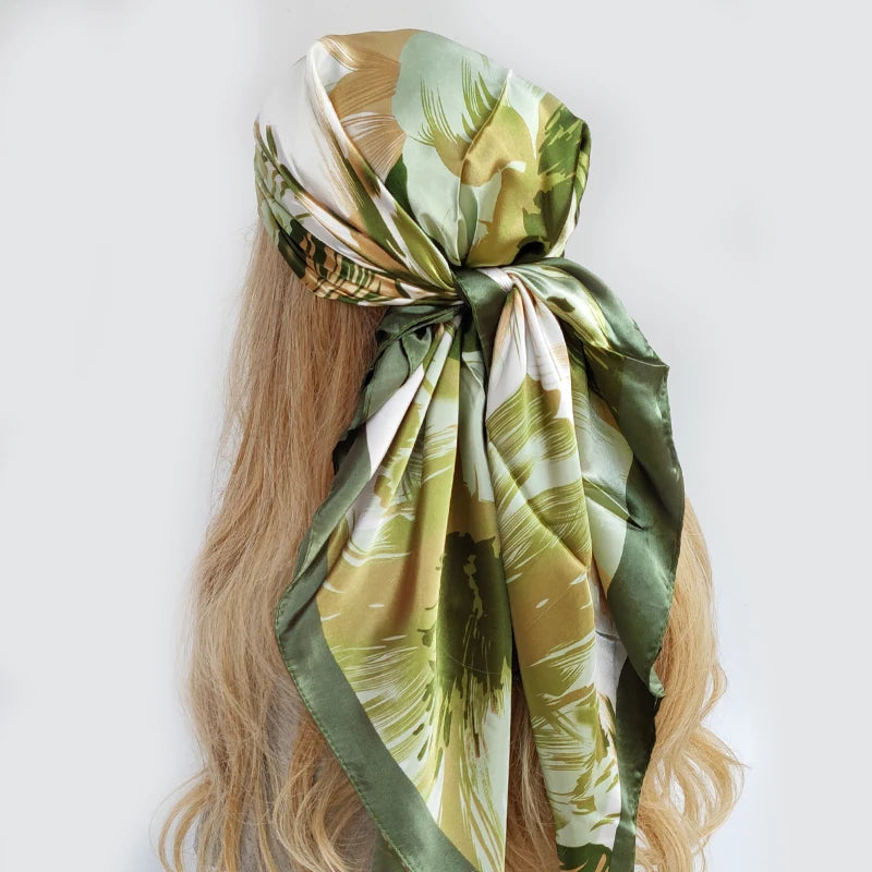 Colorful Silk-Feel Square Scarf