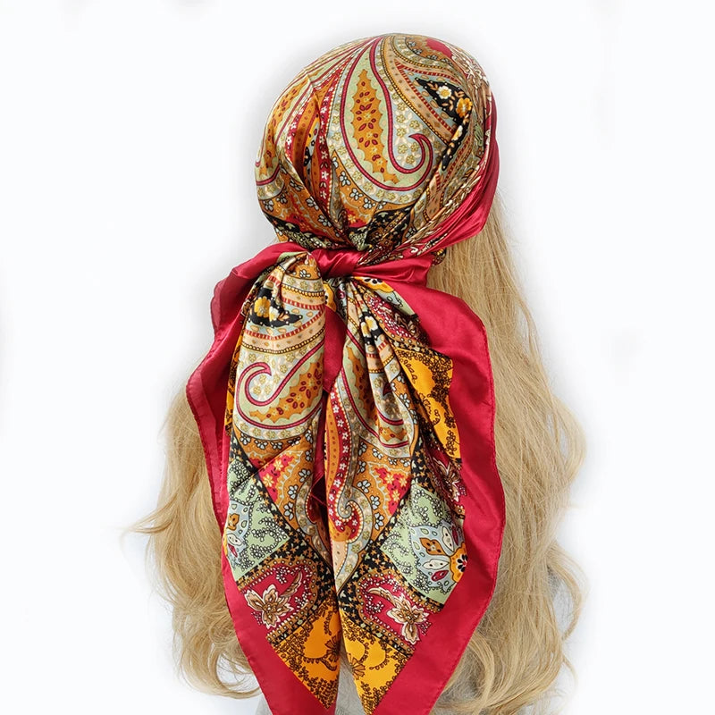Colorful Silk-Feel Square Scarf