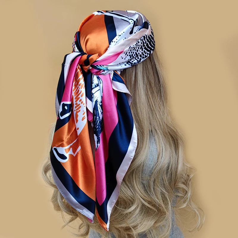 Floral Print Square Scarf – Silk-Feel