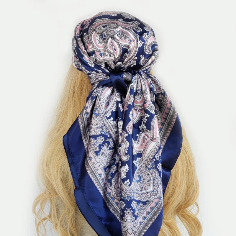 Colorful Silk-Feel Square Scarf
