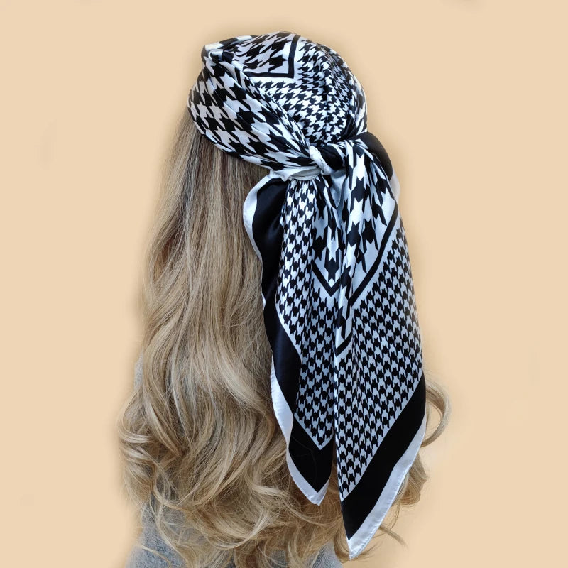 Floral Print Square Scarf – Silk-Feel