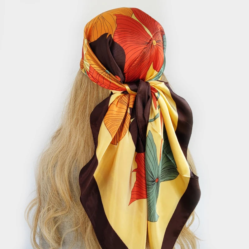 Colorful Silk-Feel Square Scarf