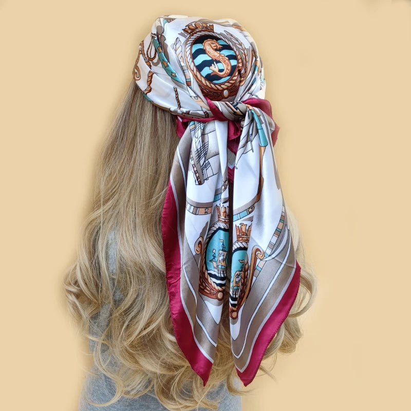 Floral Print Square Scarf – Silk-Feel