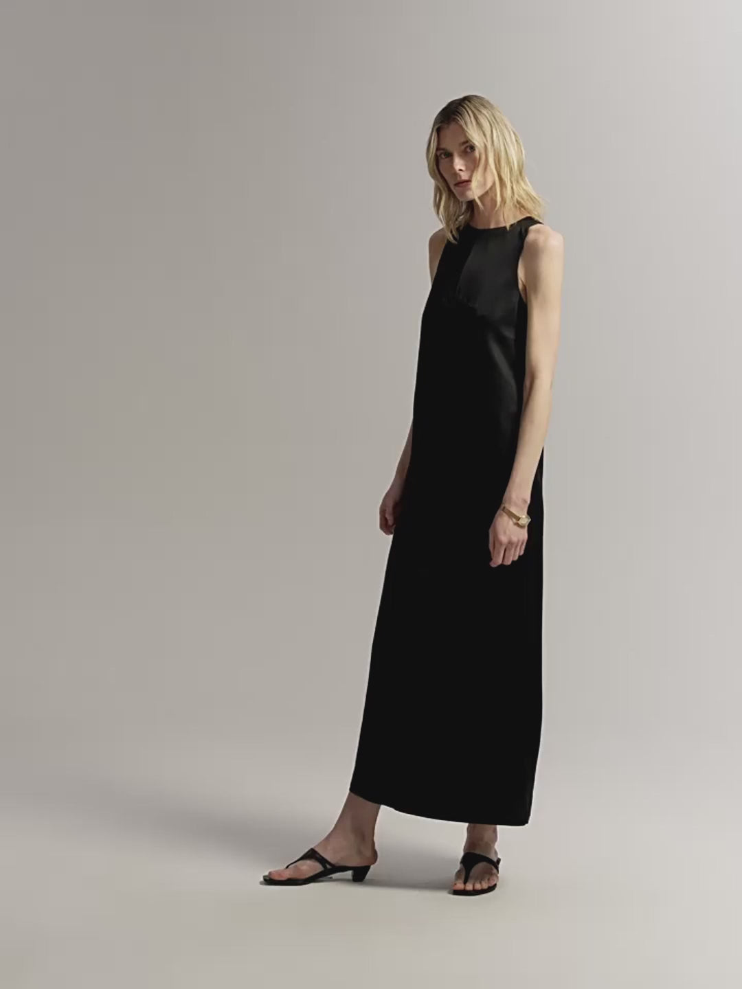 Acetate Wool Slimming Hollow Neckline A-Line Dress
