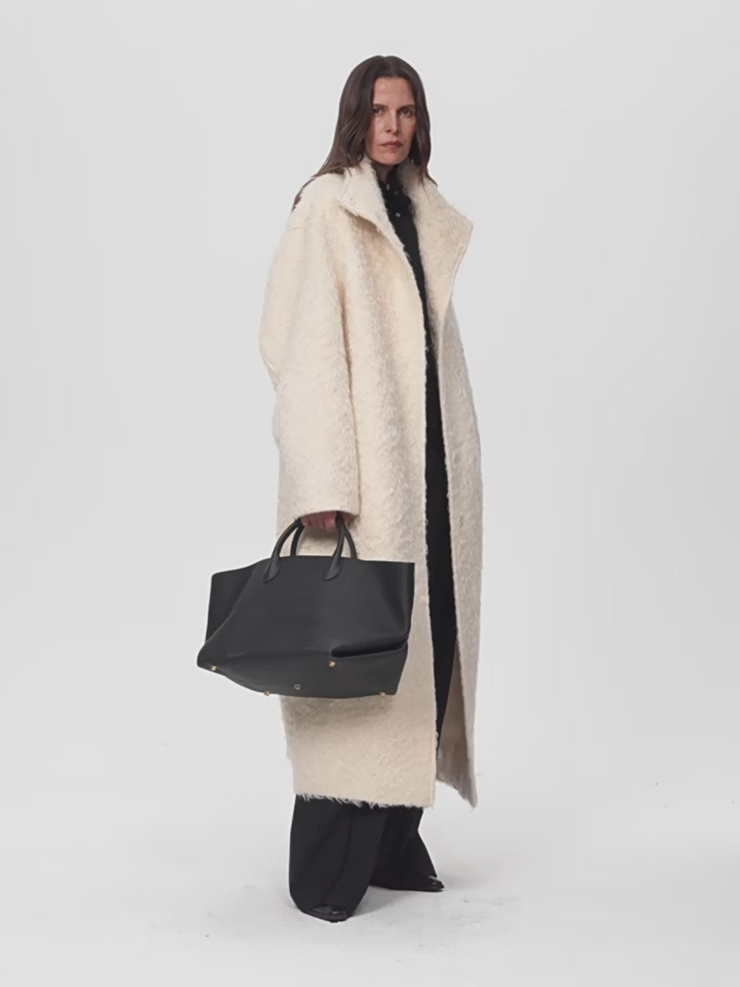 Mohair Wool Stand Collar Coat