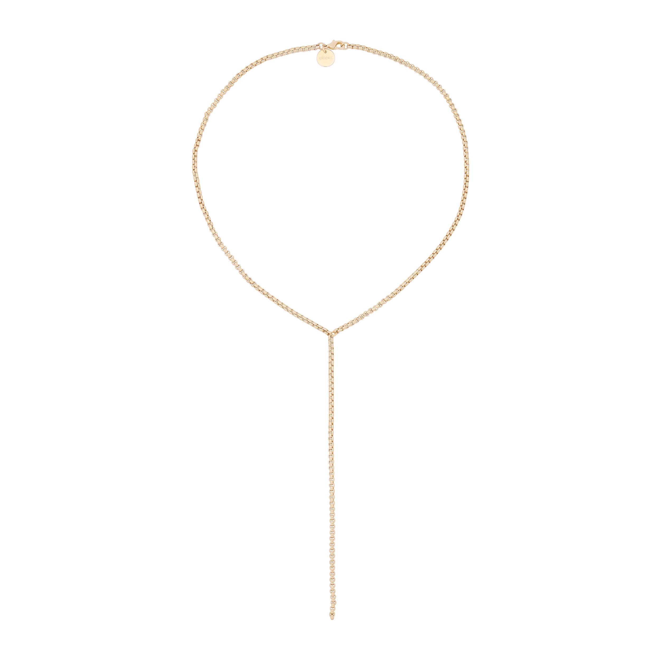 Thin Luciana Box Chain Lariat by Eklexic