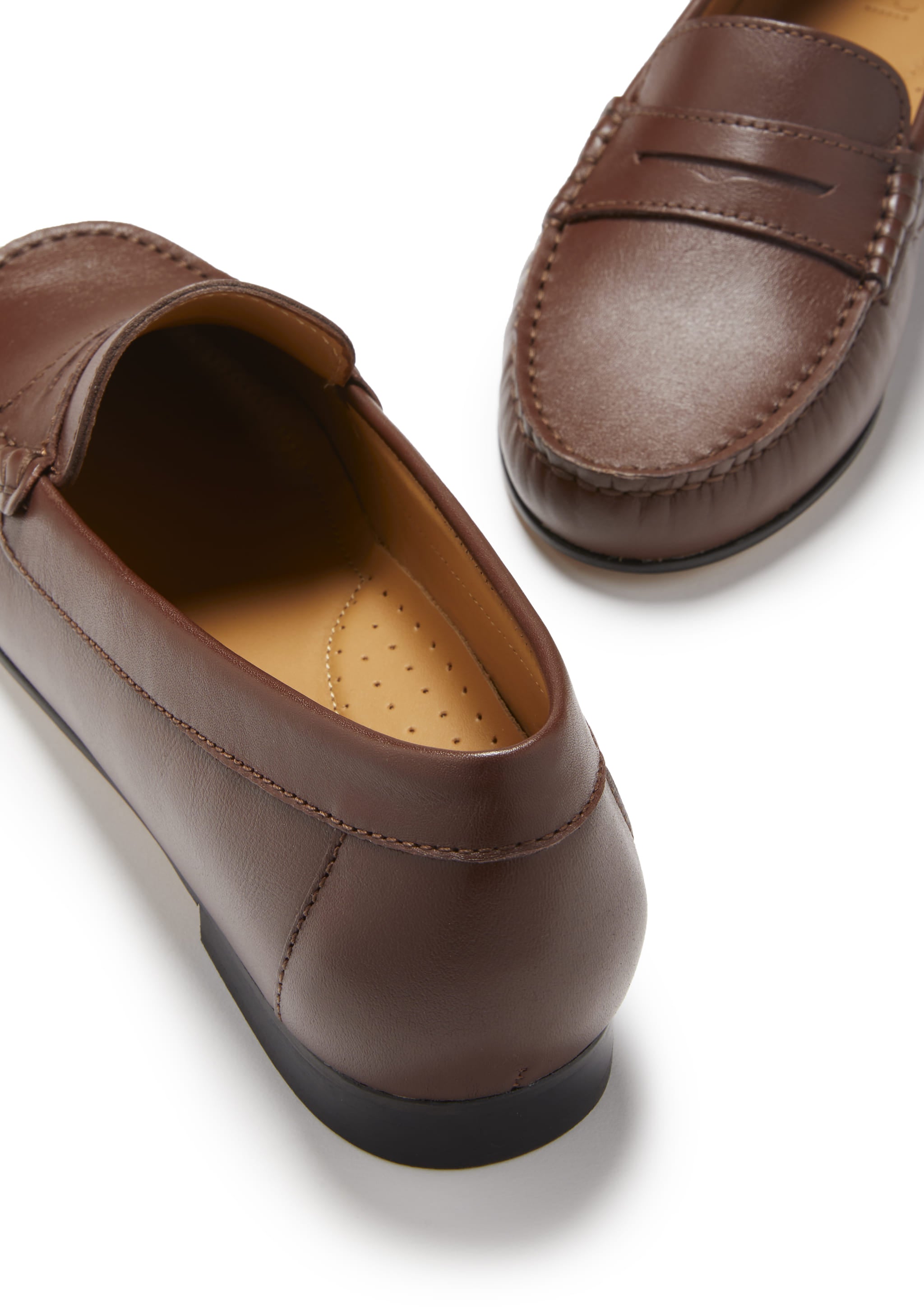 Penny Loafers Leather Sole - Brown Leather