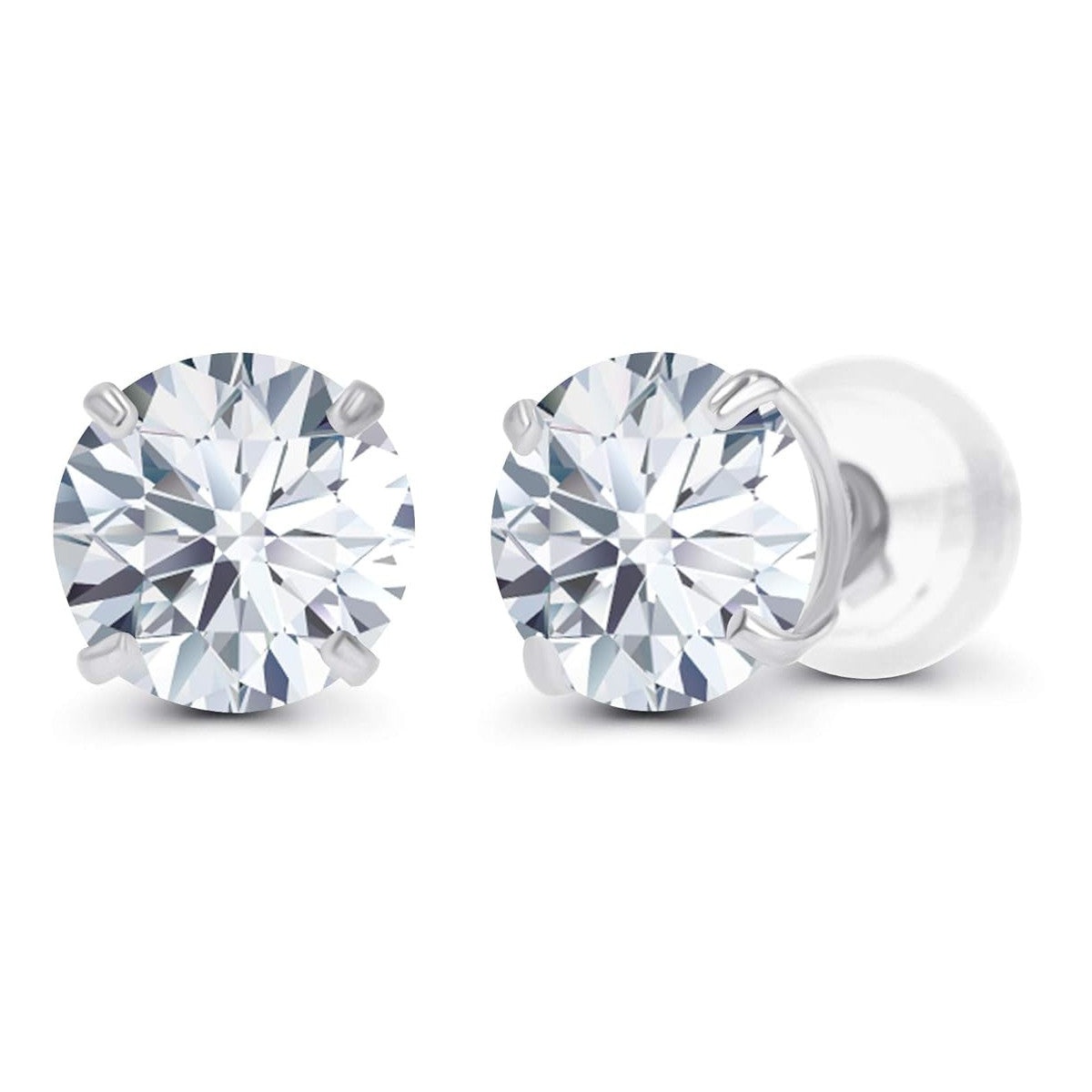 Moissanite Round Stud Earrings in 14K White Gold