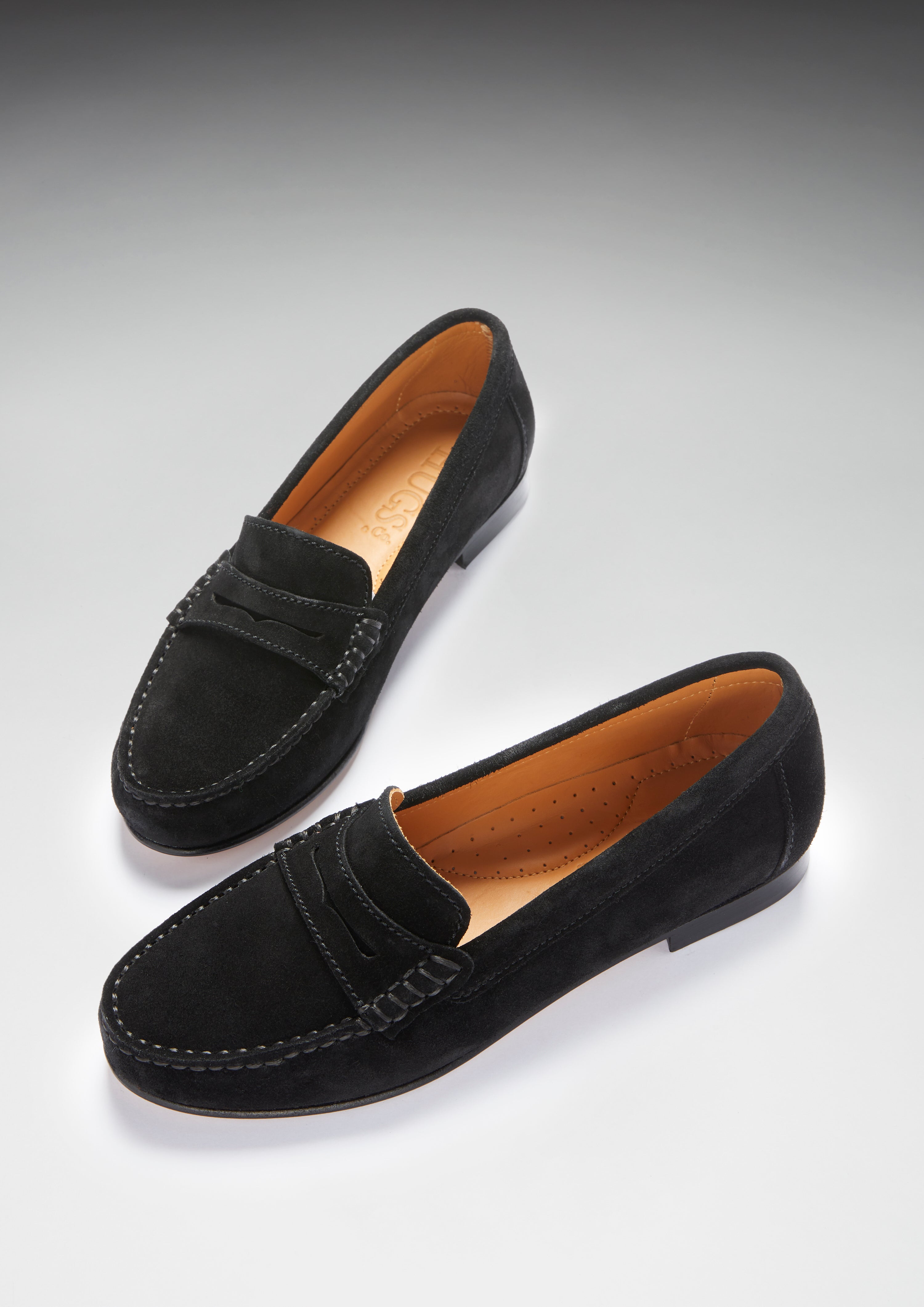 Penny Loafers Leather Sole - Black Suede
