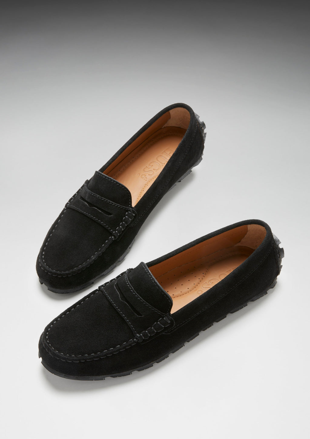 Tyre Sole Penny Loafers - Black Suede