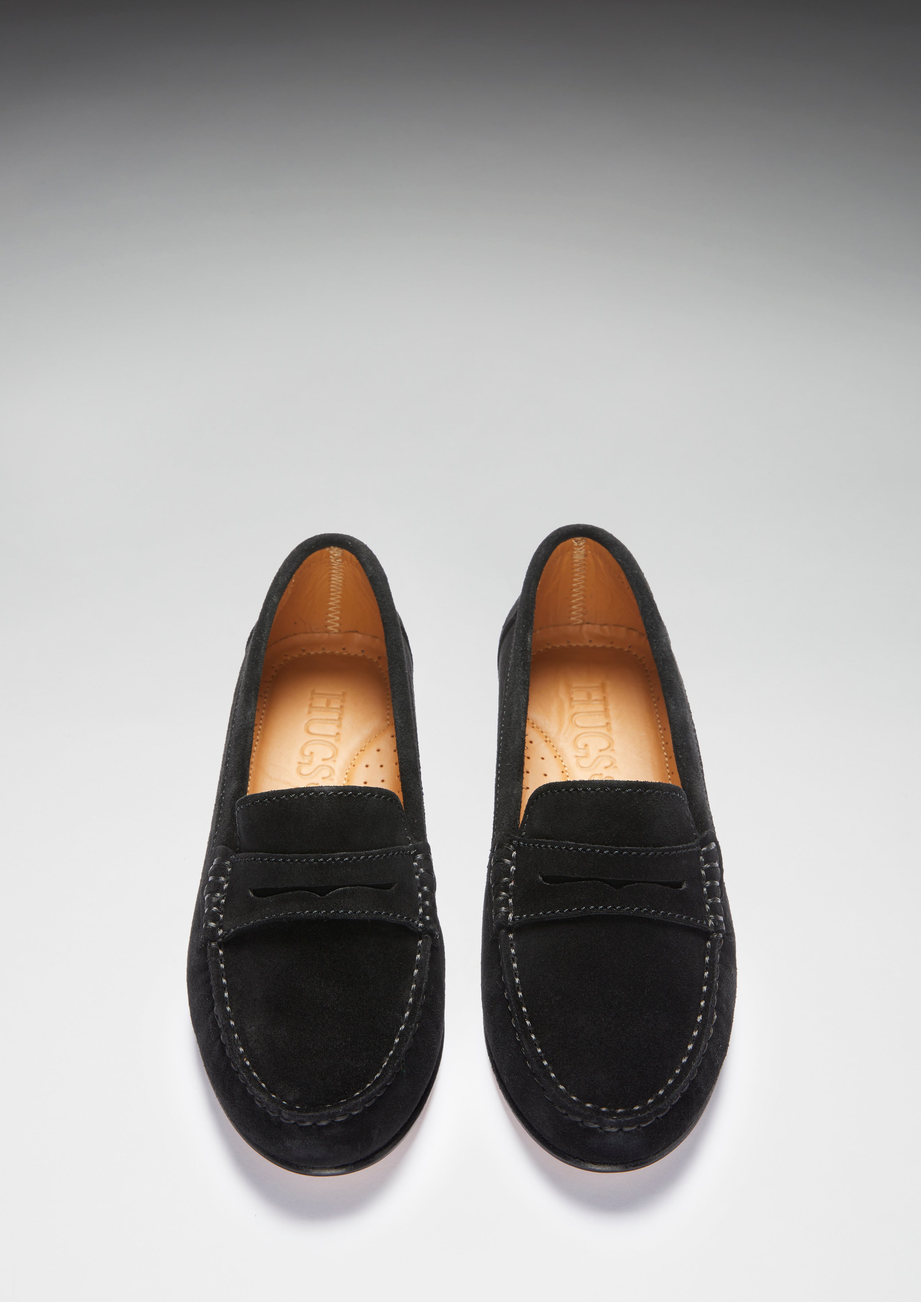 Penny Loafers Leather Sole - Black Suede