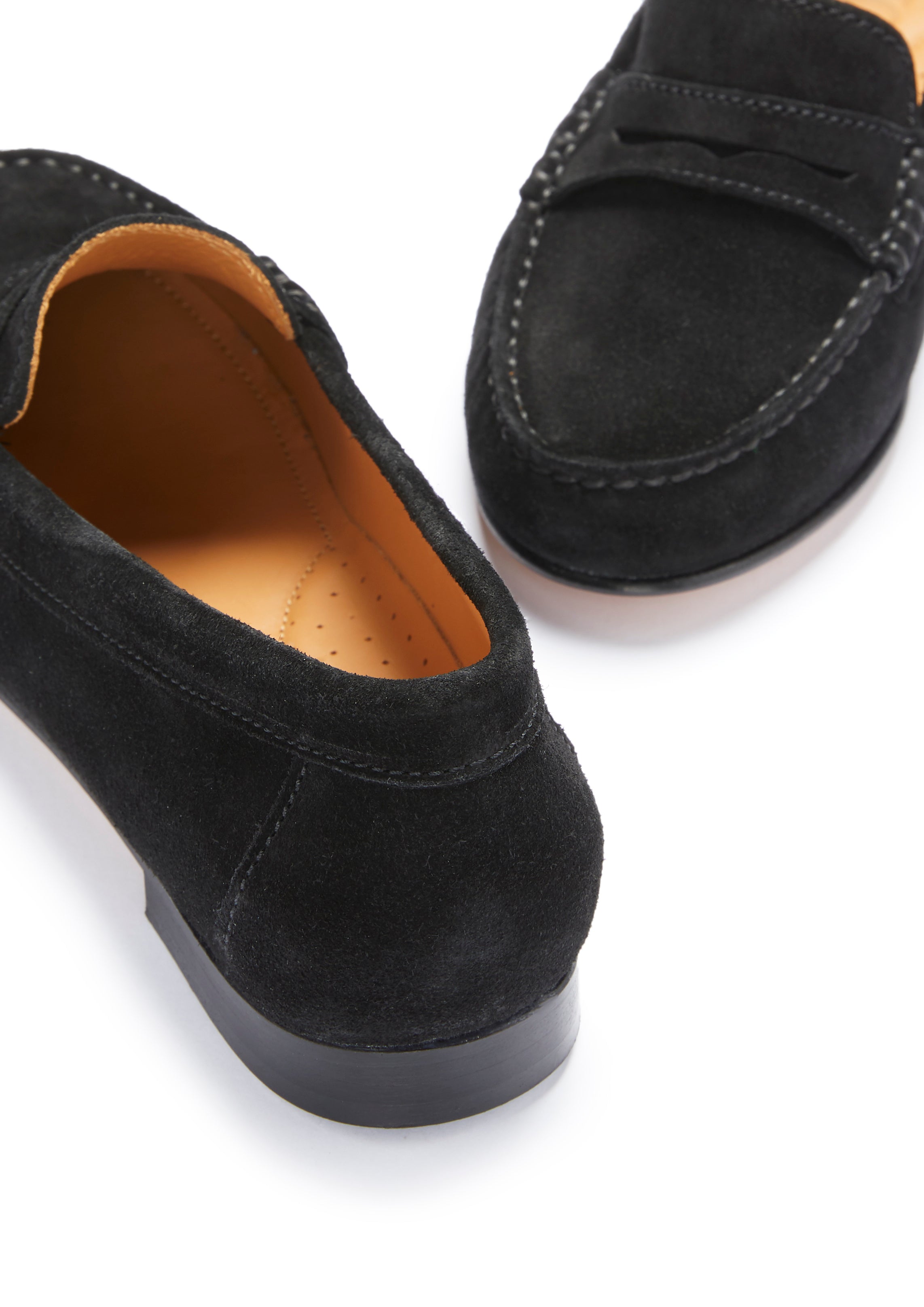 Penny Loafers Leather Sole - Black Suede