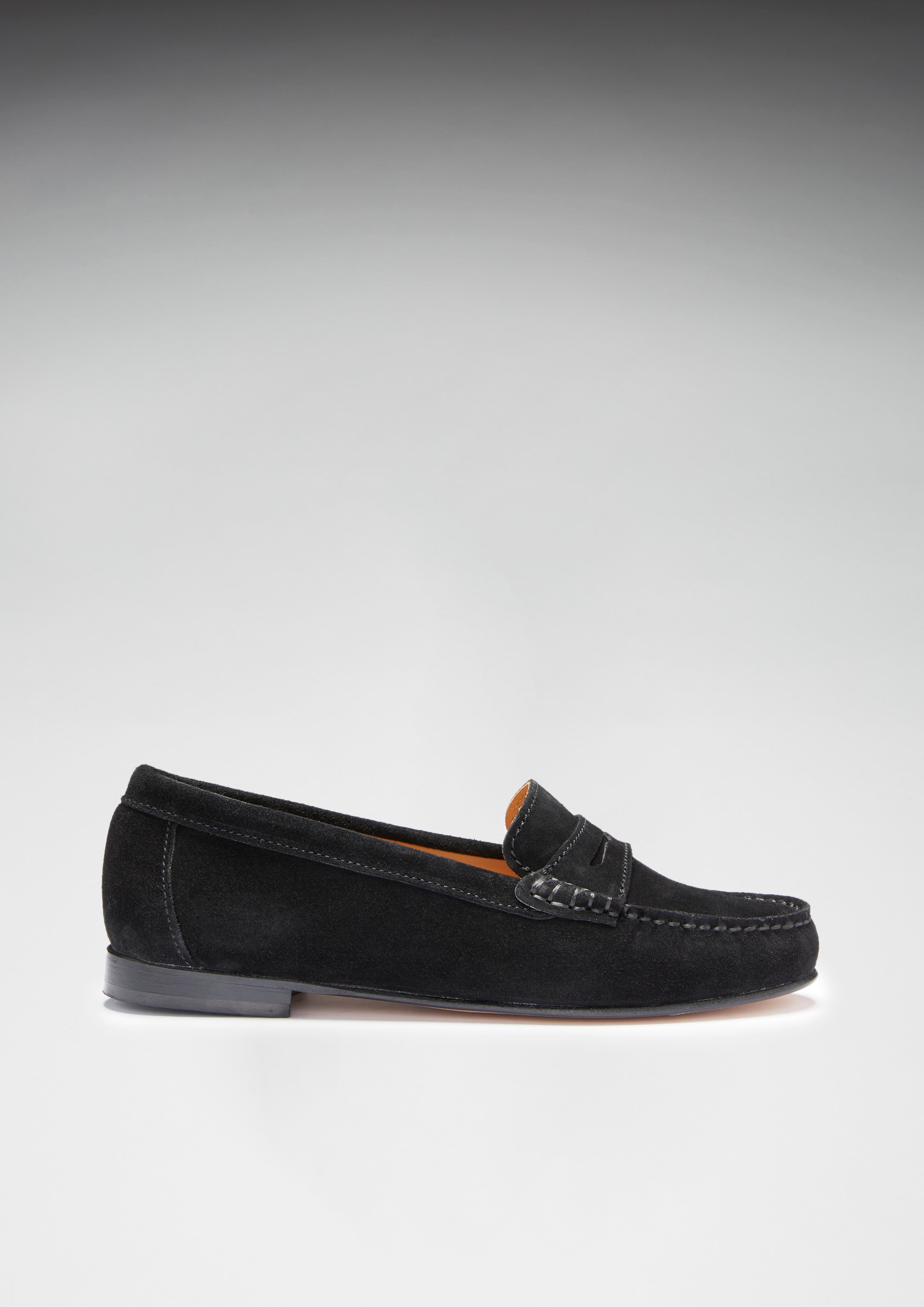 Penny Loafers Leather Sole - Black Suede