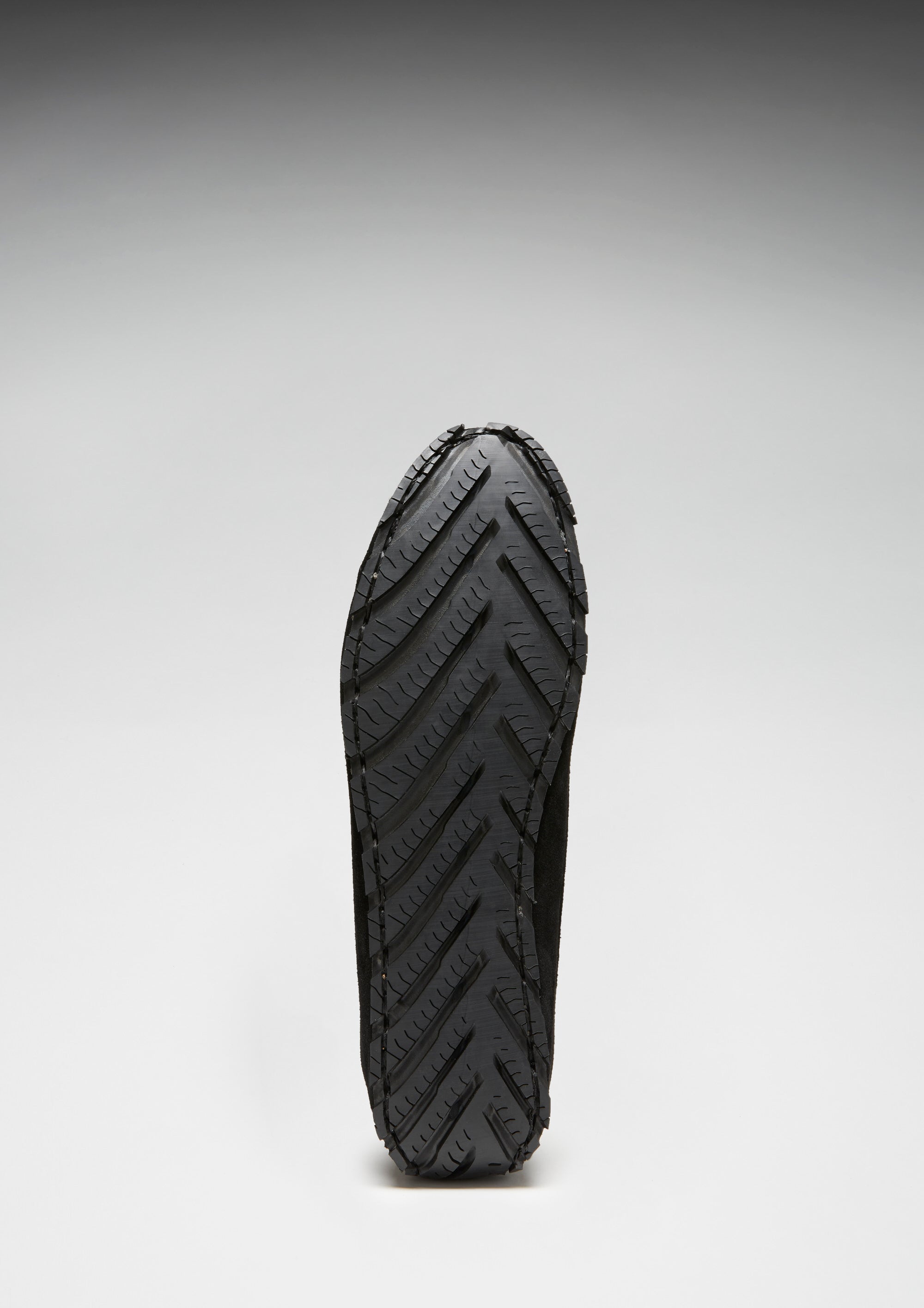 Tyre Sole Penny Loafers - Black Suede