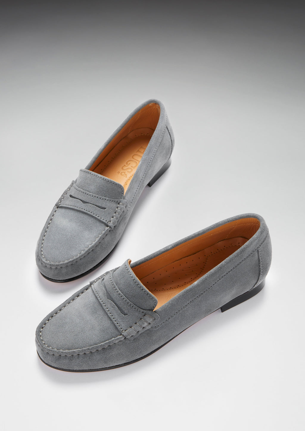 Penny Loafers Leather Sole - Slate Grey Suede