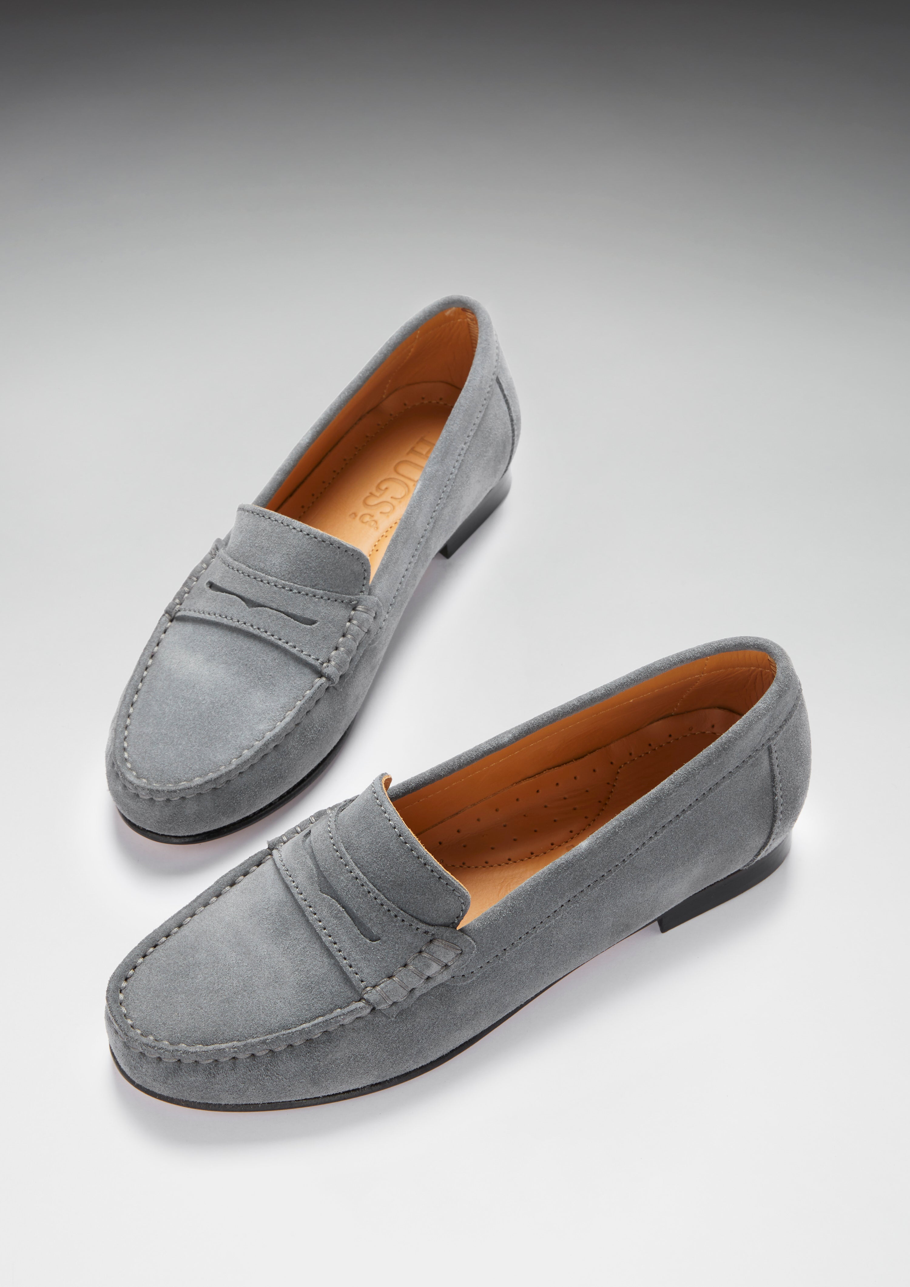 Penny Loafers Leather Sole - Slate Grey Suede