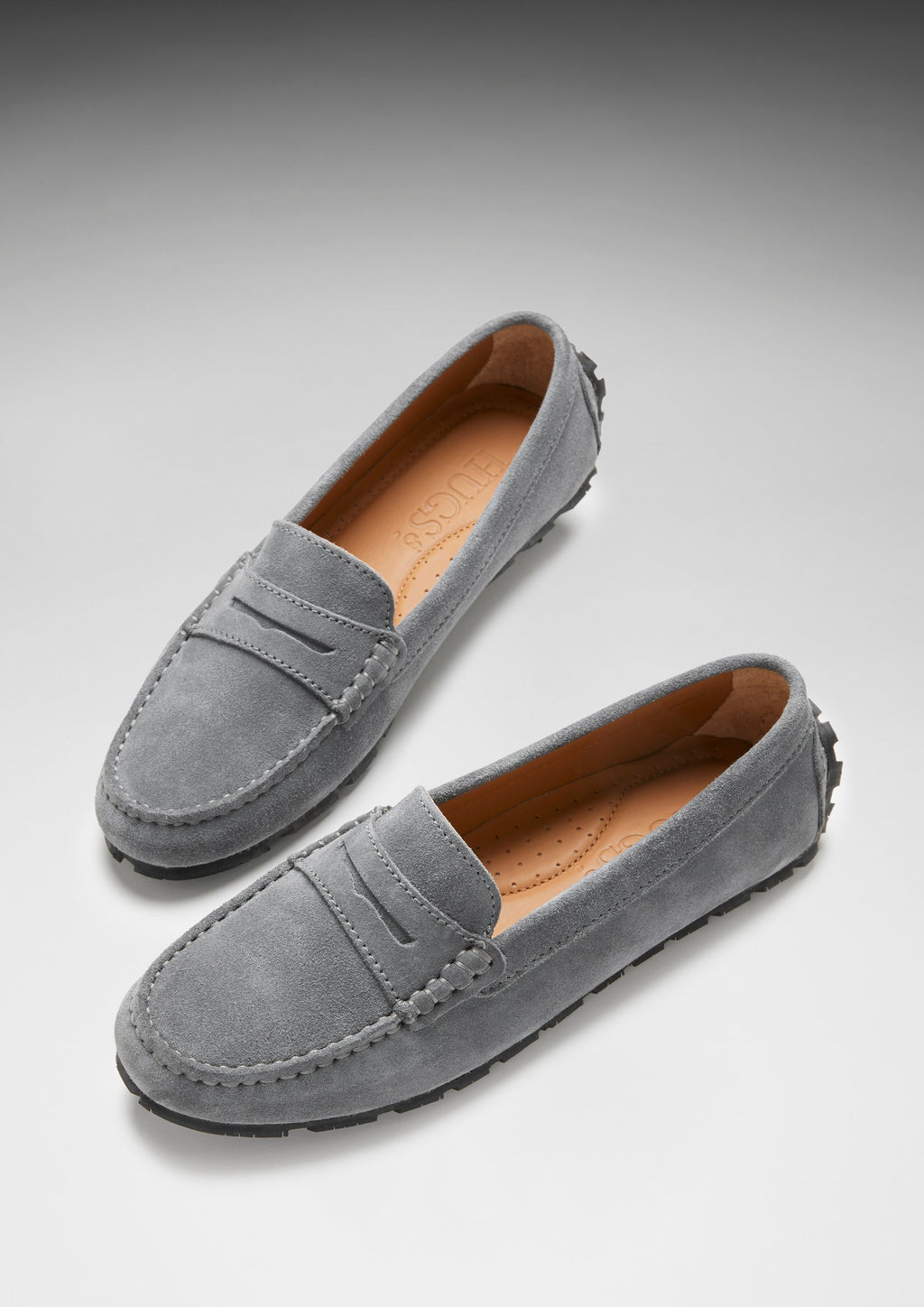 Tyre Sole Penny Loafers - Slate Grey Suede