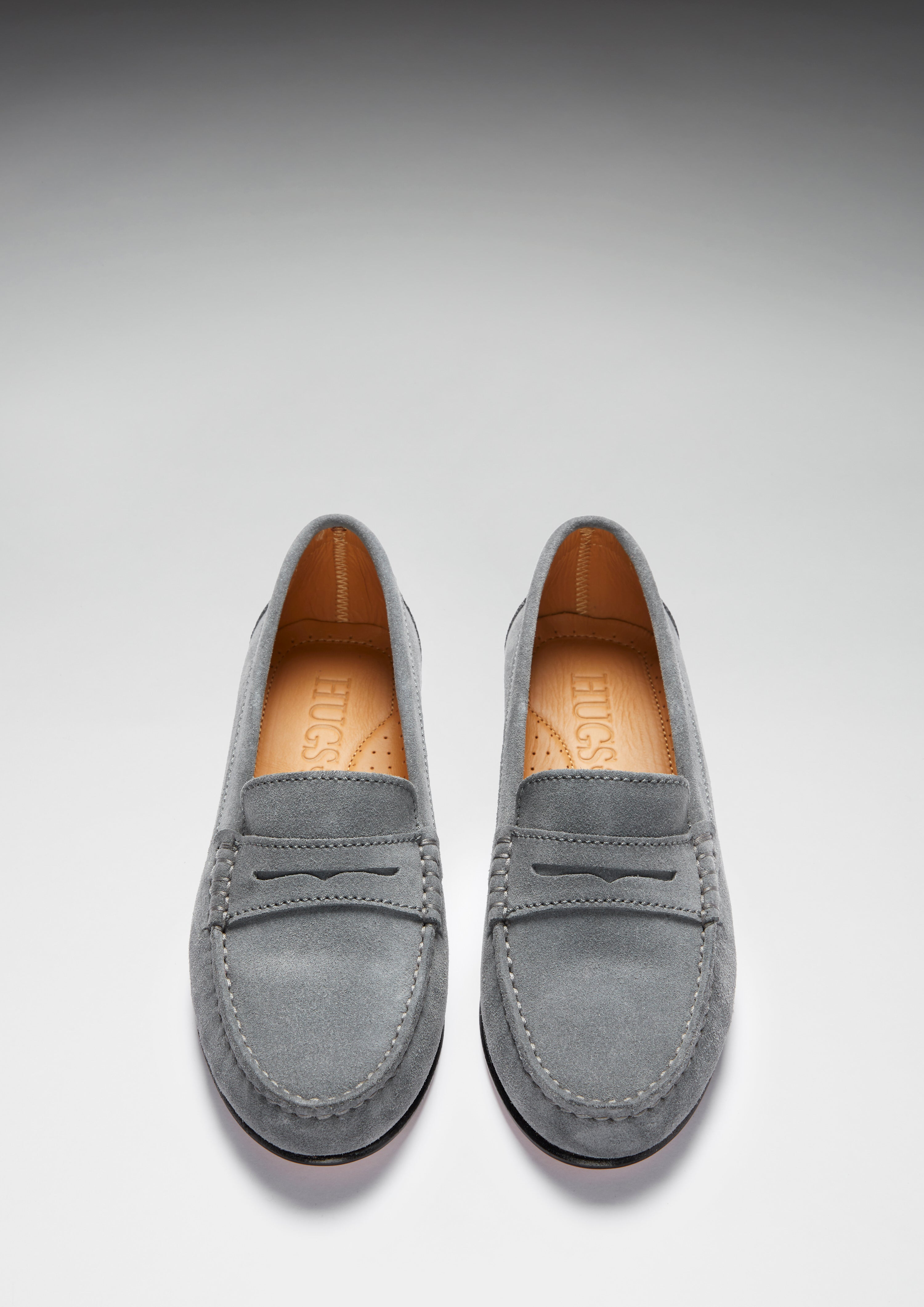 Penny Loafers Leather Sole - Slate Grey Suede