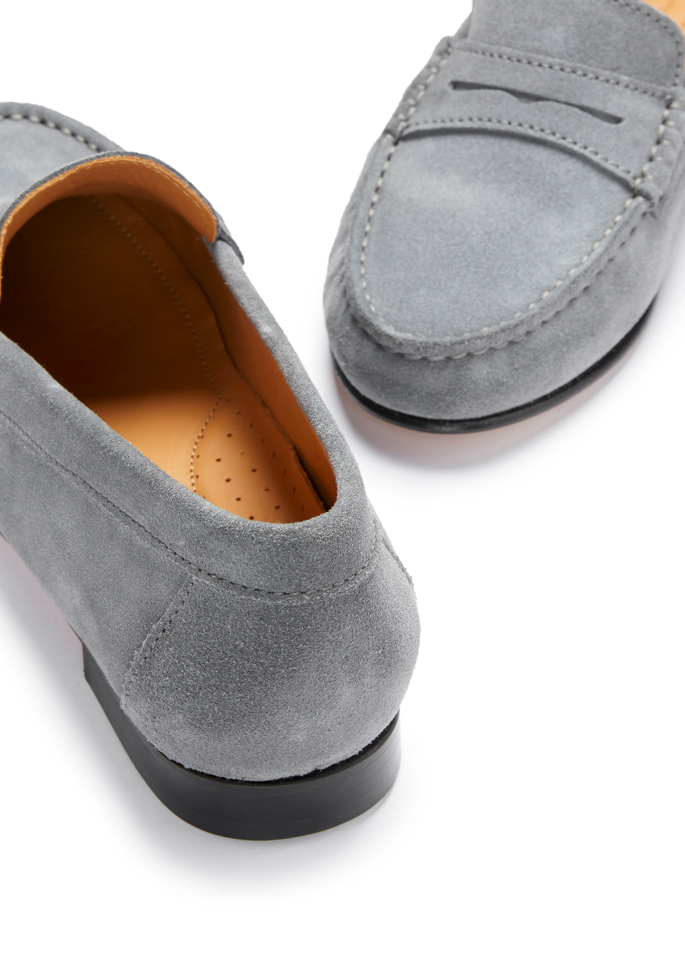 Penny Loafers Leather Sole - Slate Grey Suede