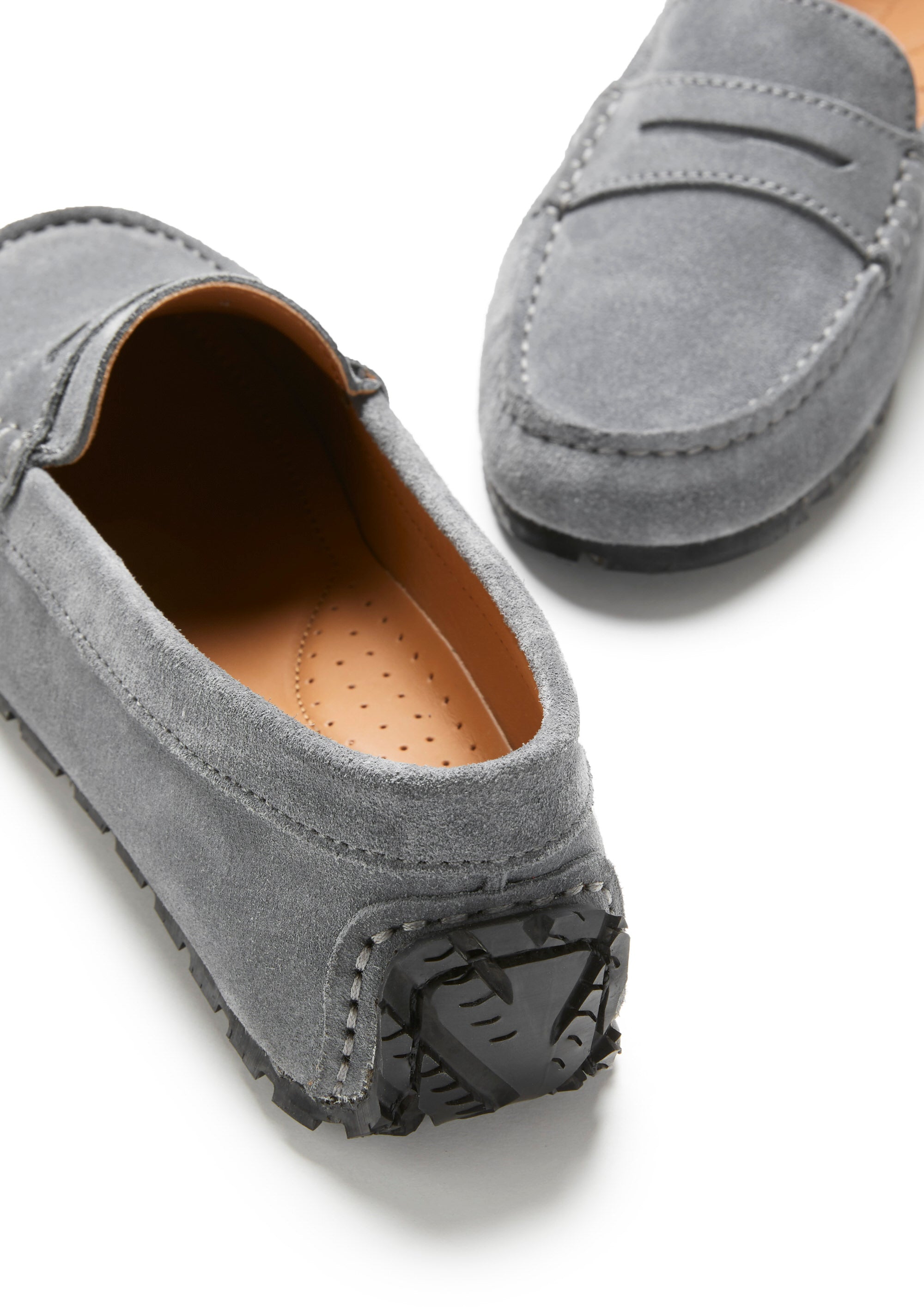 Tyre Sole Penny Loafers - Slate Grey Suede