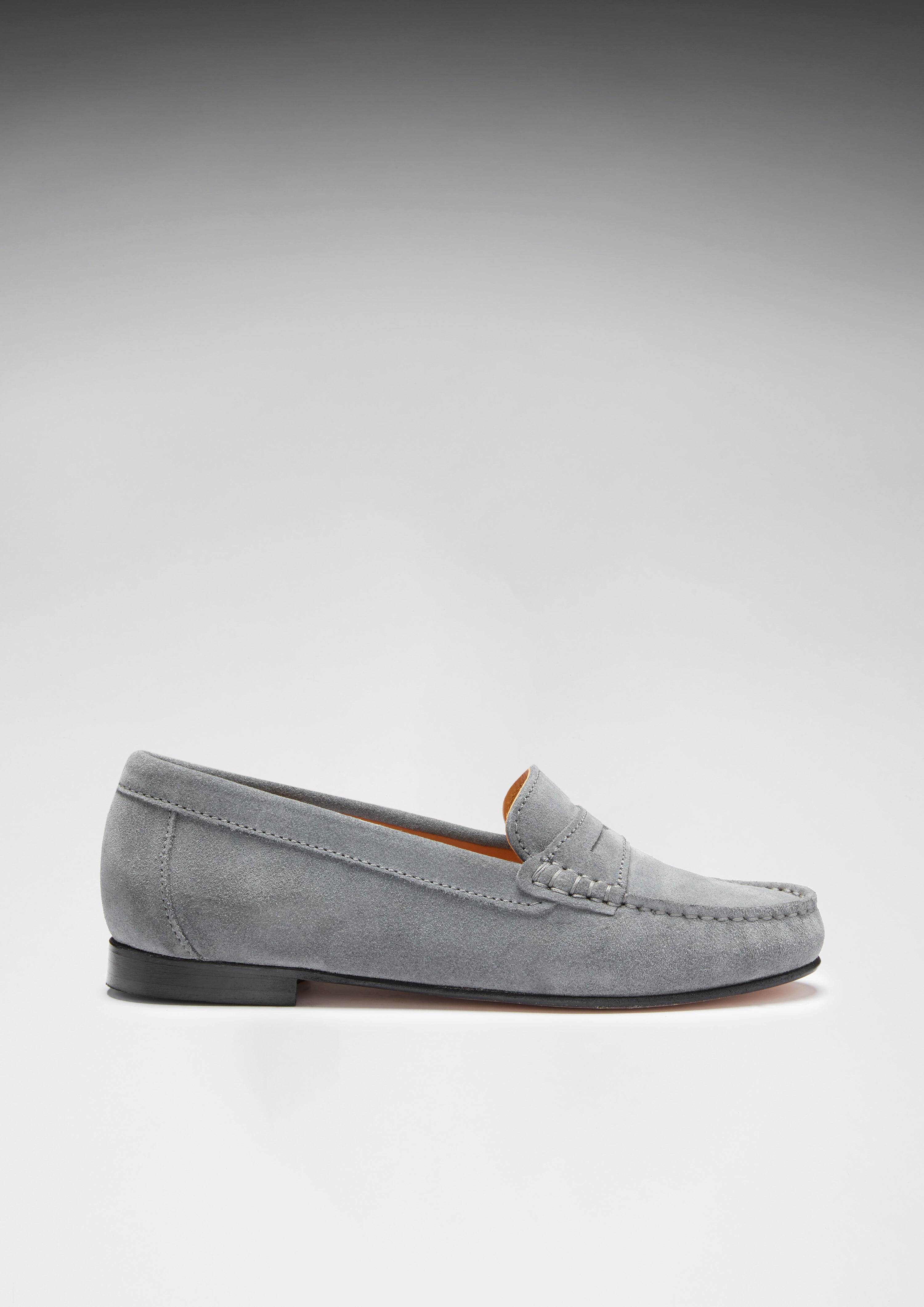 Penny Loafers Leather Sole - Slate Grey Suede