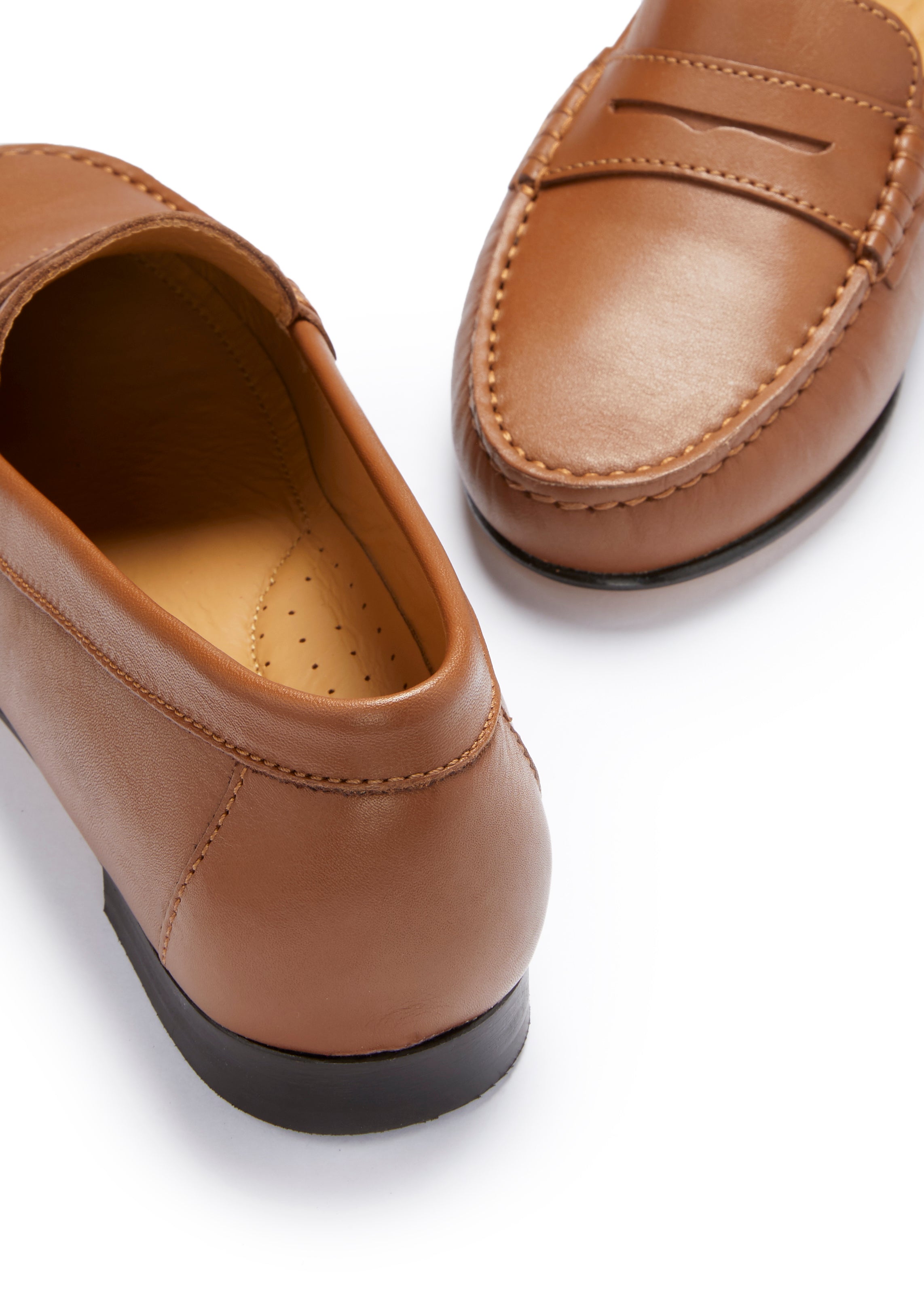 Penny Loafers Leather Sole - Tan Leather