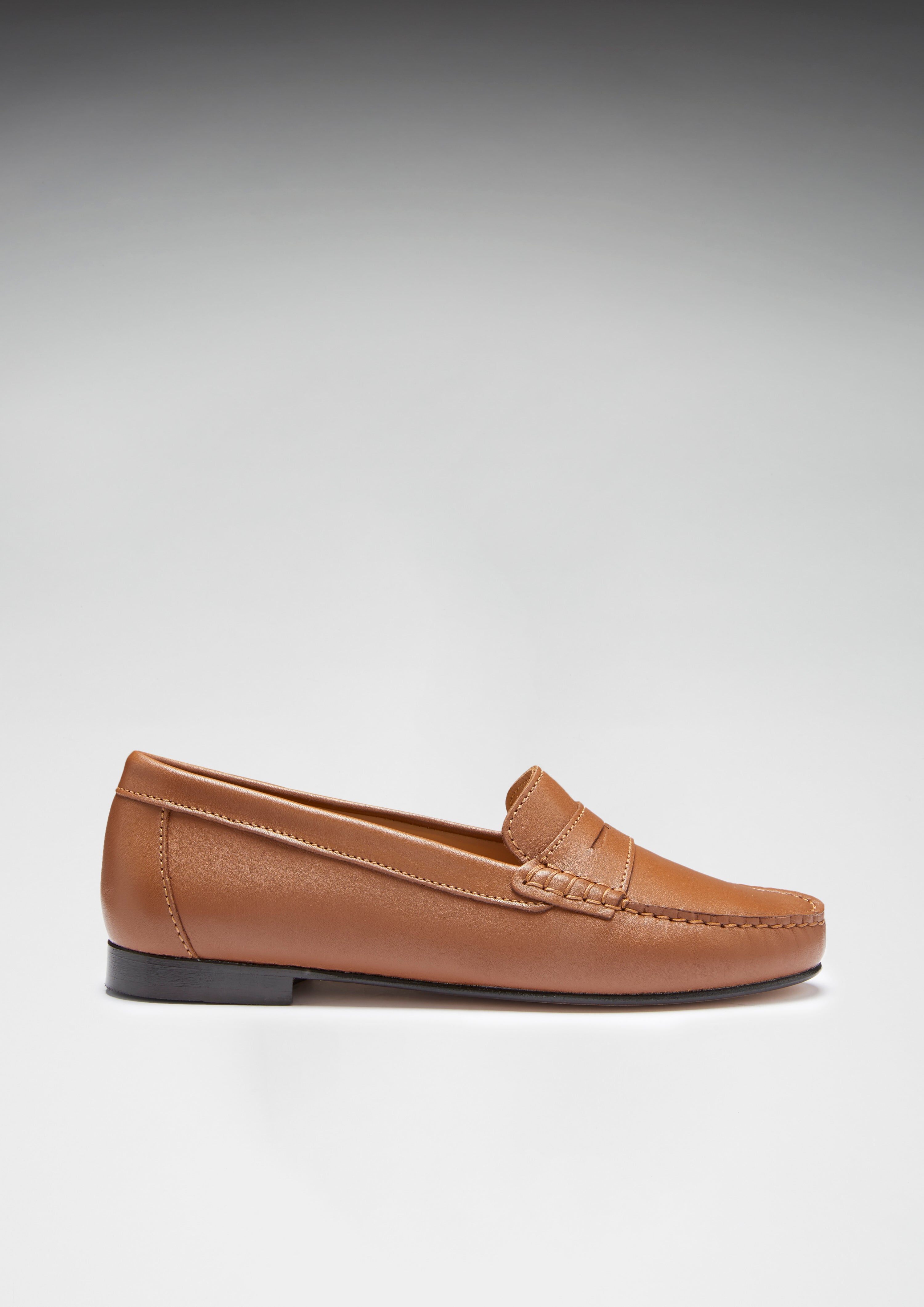 Penny Loafers Leather Sole - Tan Leather
