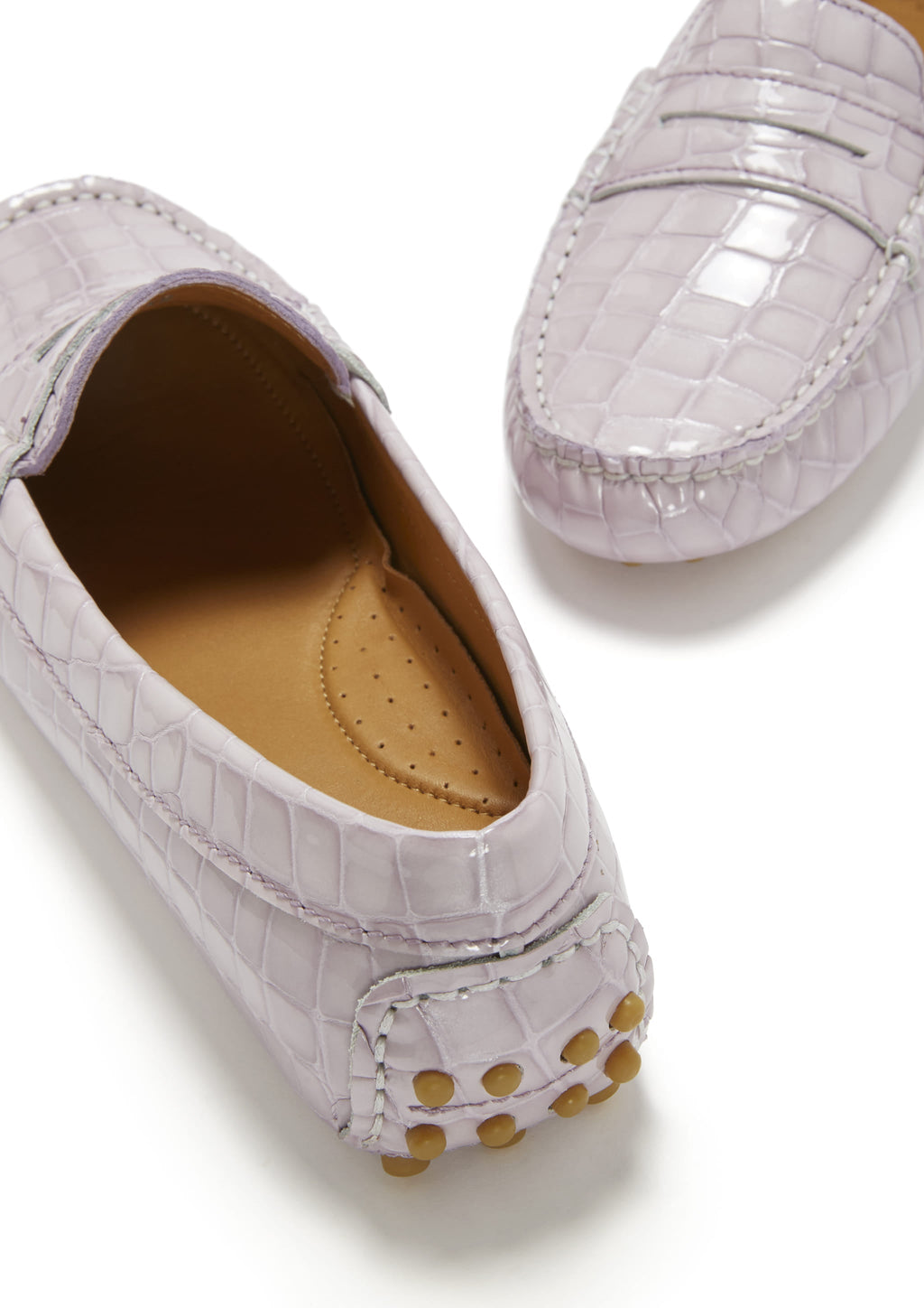 Penny Driving Loafers - Lilac Croc Print Patent Leather