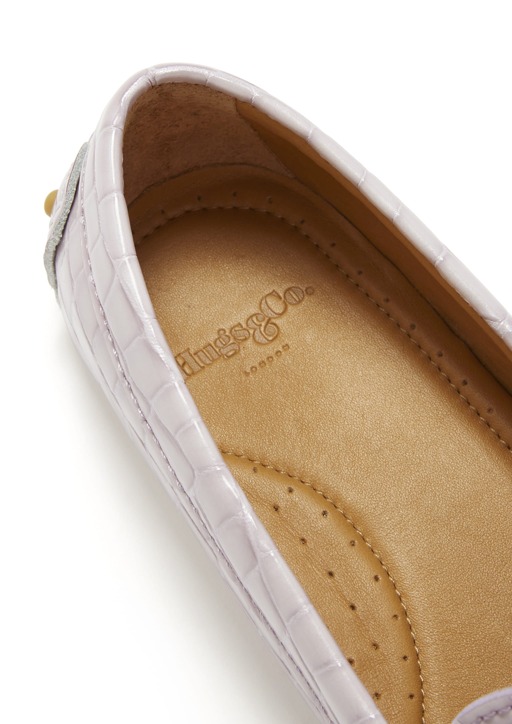 Penny Driving Loafers - Lilac Croc Print Patent Leather