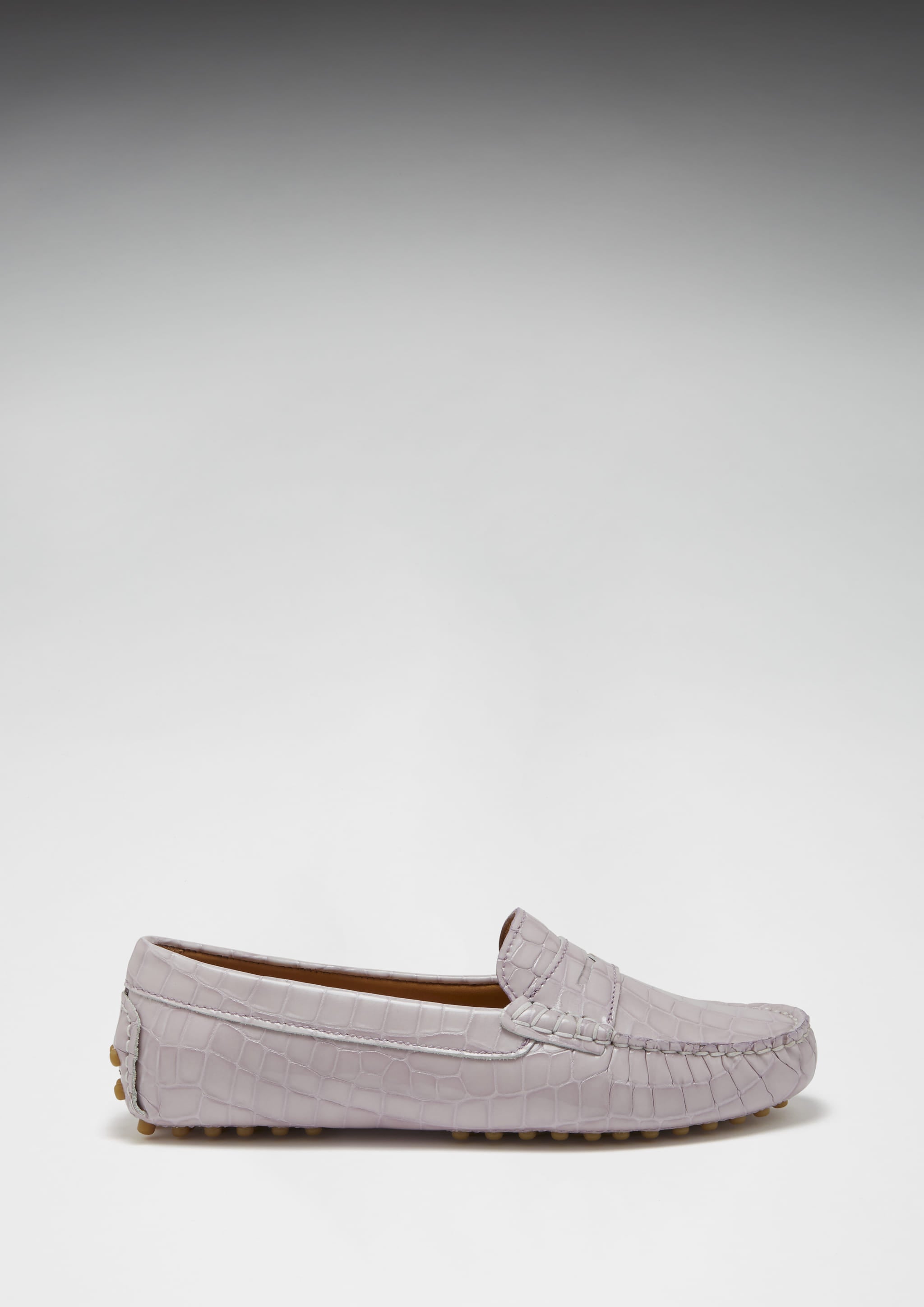 Penny Driving Loafers - Lilac Croc Print Patent Leather